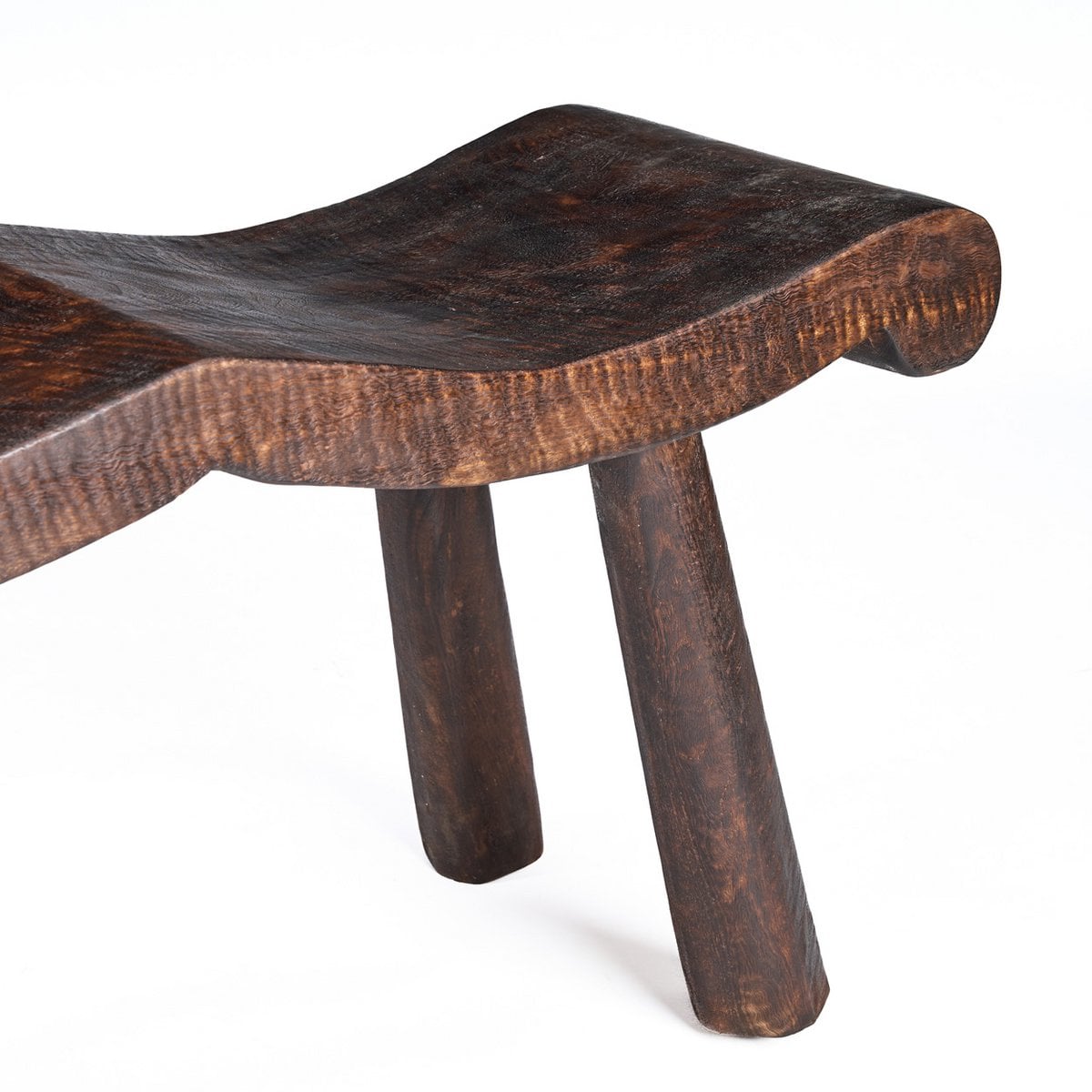 Sitzbank aus Mangoholz dunkelbraun 150 cm mit Wellenform | VIA X SELECTION