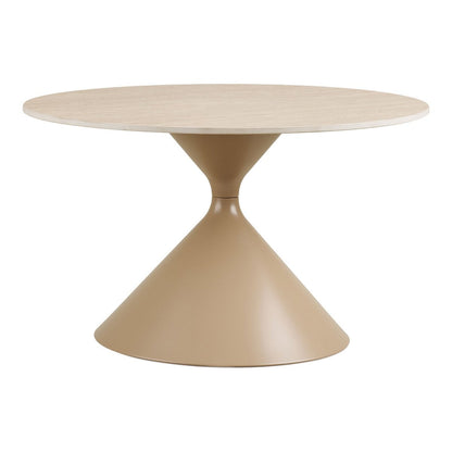 Runder Couchtisch aus Keramik in Travertinoptik, Ø, 70 × 41 cm | VIA X SELECTION