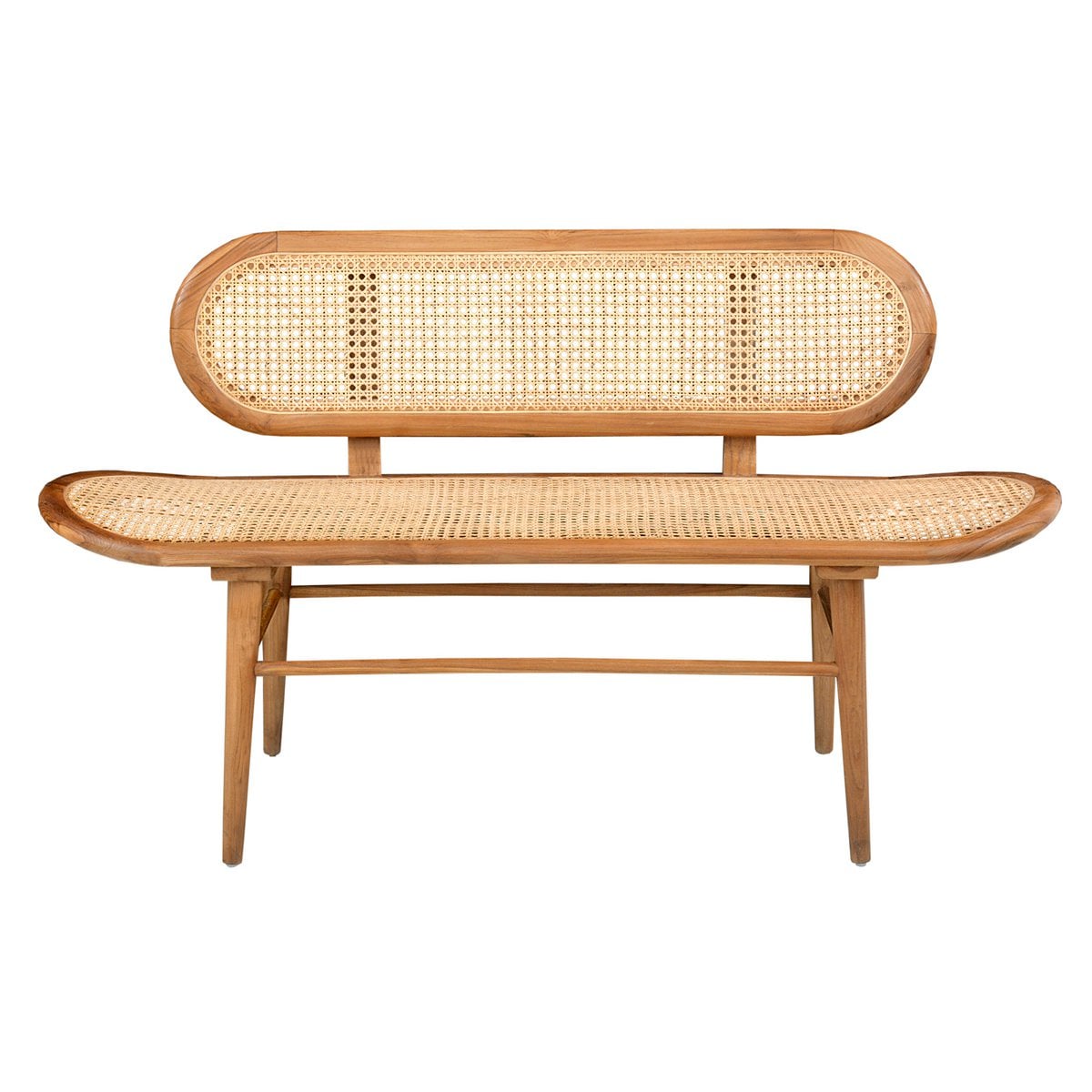 Sitzbank aus Rattan natur 141 cm mit Teakgestell | VIA X SELECTION