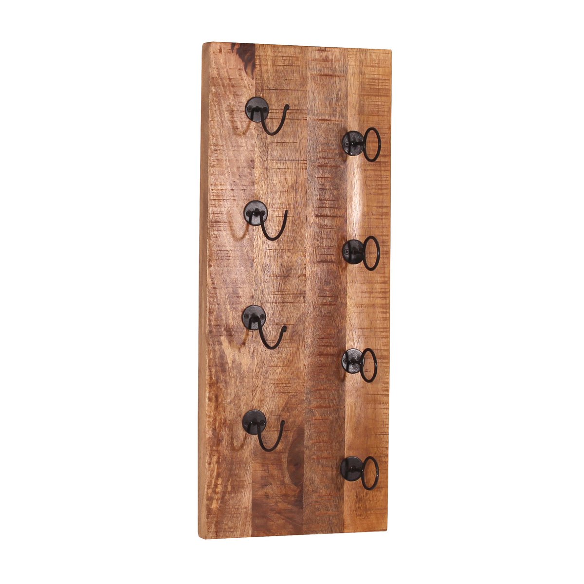 Wand-Weinregal aus Mangoholz und schwarzem Metall für 4 Flaschen, 16 × 33 × 80 cm | VIA X SELECTION