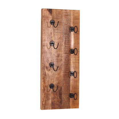 Wand-Weinregal aus Mangoholz und schwarzem Metall für 4 Flaschen, 16 × 33 × 80 cm | VIA X SELECTION