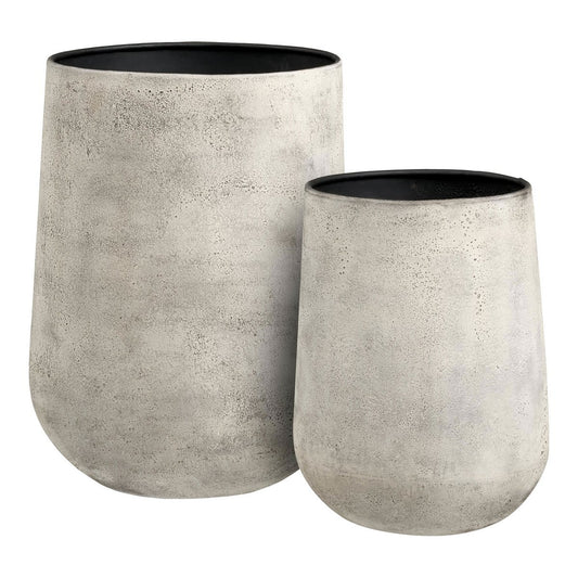 Blumentopf-Set aus Metall, Antik-Beige, 2-teilig | VIA X SELECTION