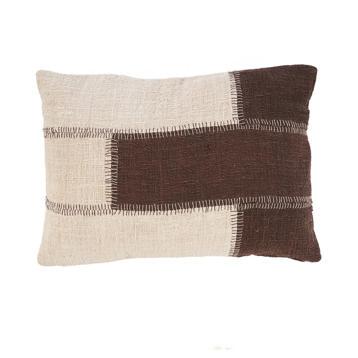 Kissenbezug aus Baumwolle mit Patchwork in Natur-Braun, 50 × 70 cm | VIA X SELECTION