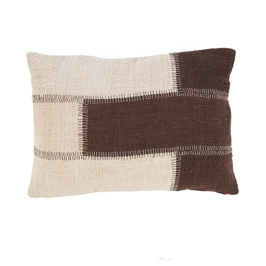 Kissenbezug aus Baumwolle mit Patchwork in Natur-Braun, 50 × 70 cm | VIA X SELECTION