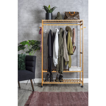 Kleiderständer aus Bambus mit Rollen und Ablage, 113 × 165 cm | VIA X SELECTION