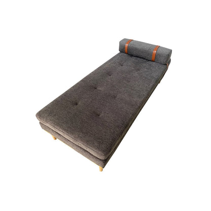 Daybed aus anthrazitfarbenem Strukturstoff mit Nackenrolle | VIA X SELECTION