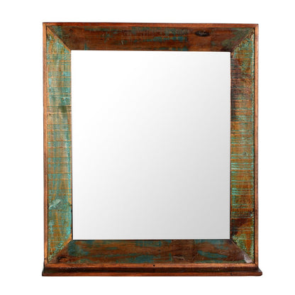 Wandspiegel aus Altholz mit schmaler Ablage, 68 × 79 cm | VIA X SELECTION