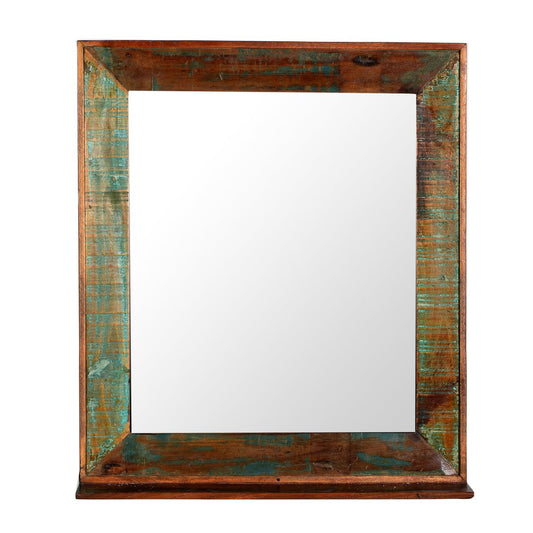 Wandspiegel aus Altholz mit schmaler Ablage, 68 × 79 cm | VIA X SELECTION