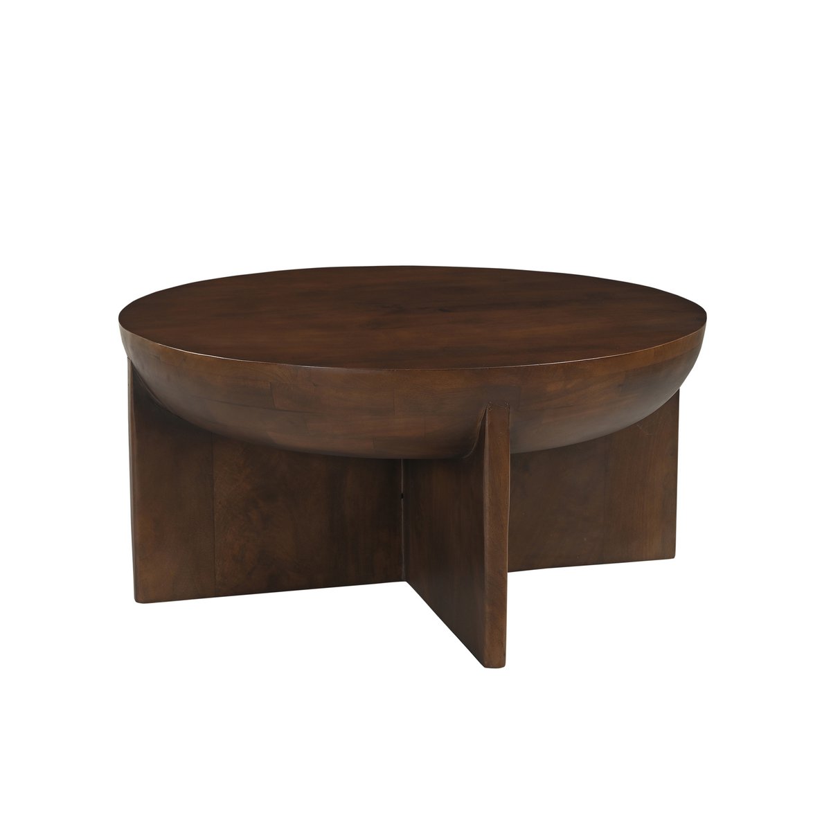 Runder Couchtisch aus Mangoholz mit halbrunder Form, Ø, 90 × 42 cm | VIA X SELECTION