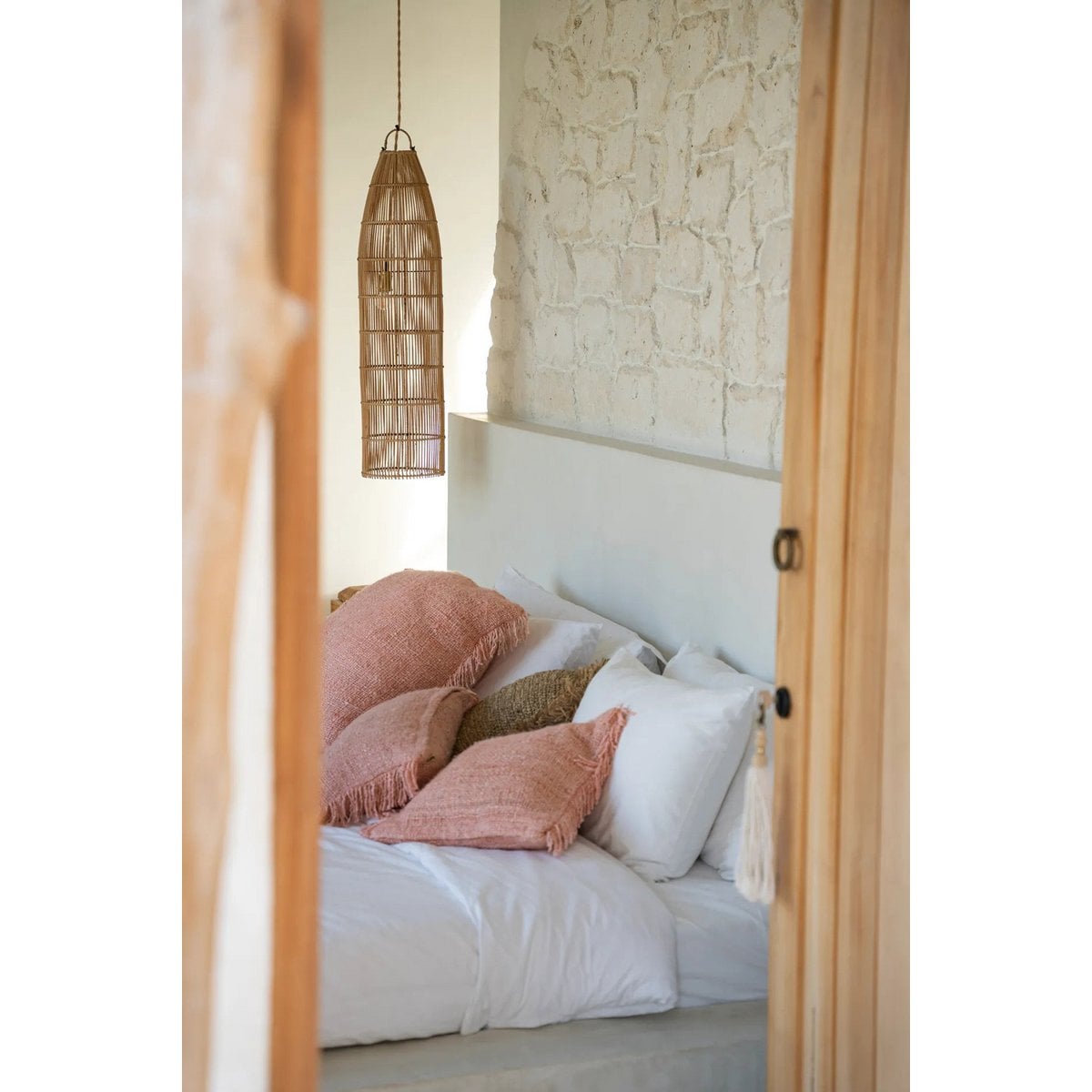 Kissenbezug aus Baumwolle in Lachsrosa, 40 × 40 cm | VIA X SELECTION