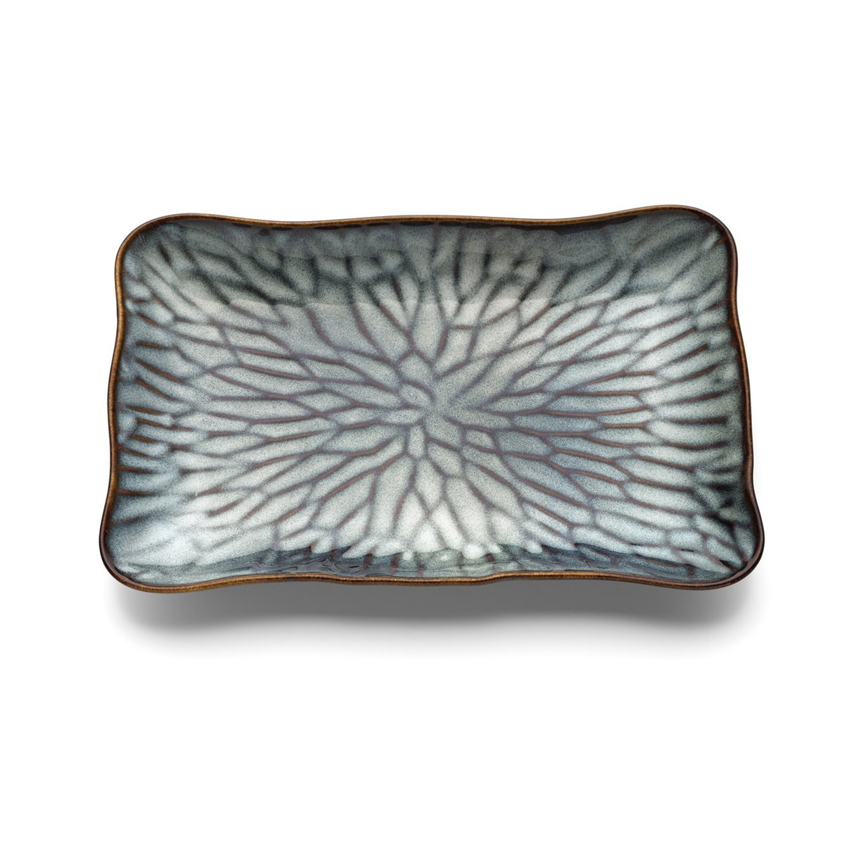Rechteckiger Keramikteller in Grau-Braun 30,5 cm | VIA X SELECTION