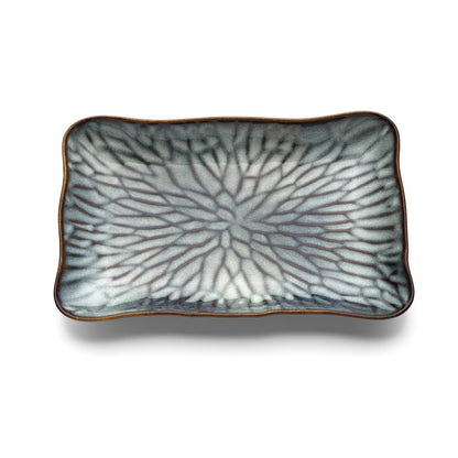 Rechteckiger Keramikteller in Grau-Braun 30,5 cm | VIA X SELECTION