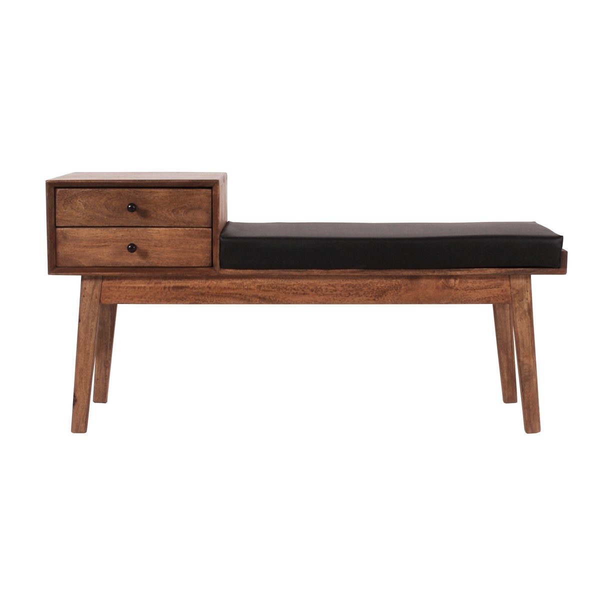 Sitzbank aus Mangoholz braun 120 cm mit Schublade | VIA X SELECTION