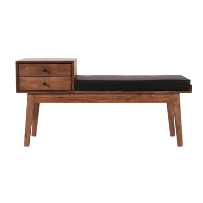 Sitzbank aus Mangoholz braun 120 cm mit Schublade | VIA X SELECTION