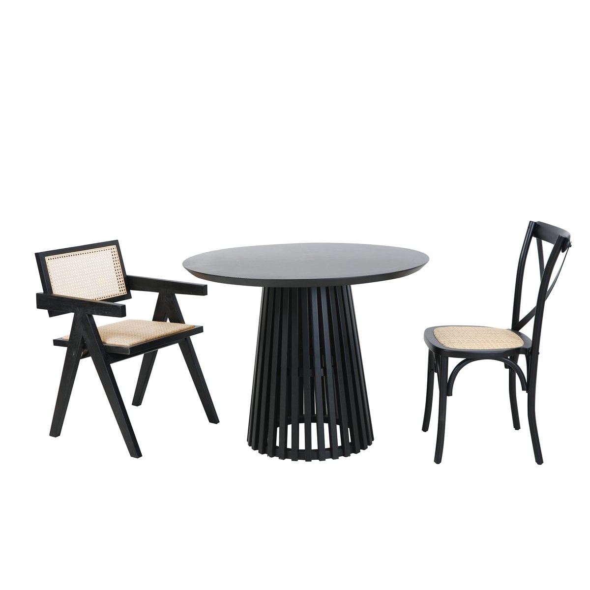 Runder Esstisch Heveaholz schwarz 100 cm | VIA X SELECTION