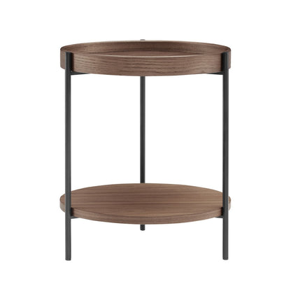 Beistelltisch Walnussoptik mit 2 Ebenen, Ø, 44 × 49 cm | VIA X SELECTION