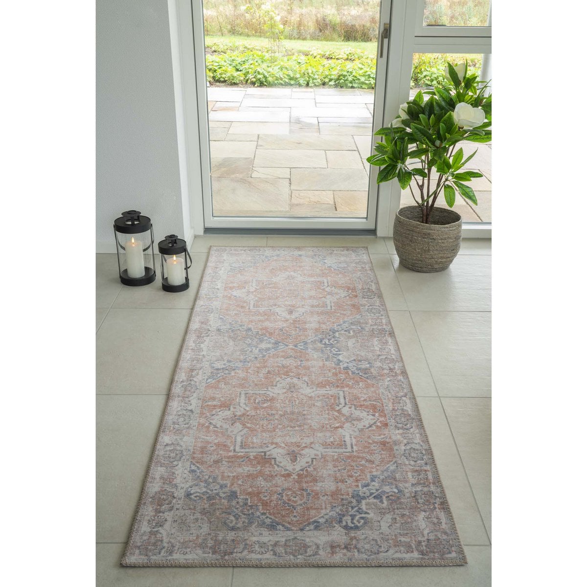 Läufer aus Chenille-Polyester blau-orange, 80 × 200 cm | VIA X SELECTION
