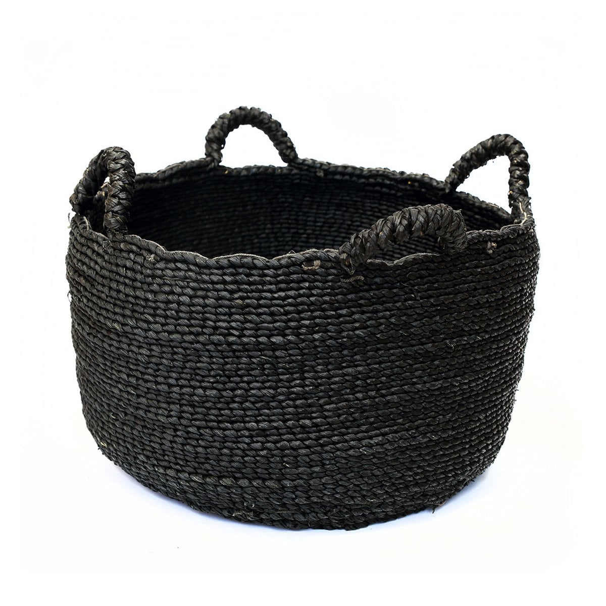 Korb aus Seegras schwarz mit vier Henkeln, 60 × 60 × 30 cm | VIA X SELECTION