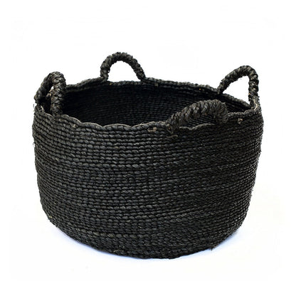 Korb aus Seegras schwarz mit vier Henkeln, 60 × 60 × 30 cm | VIA X SELECTION