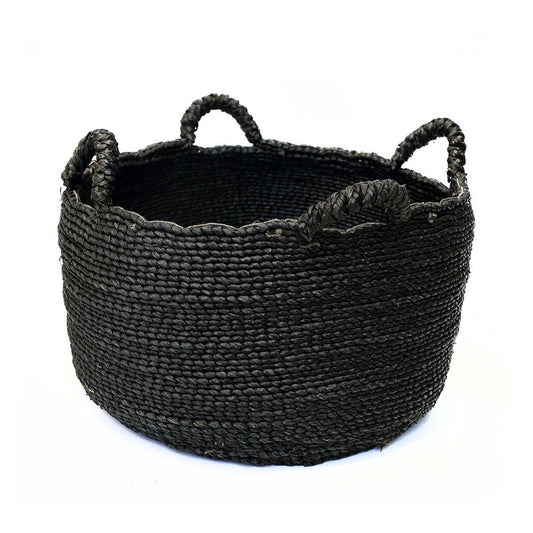 Korb aus Seegras schwarz mit vier Henkeln, 60 × 60 × 30 cm | VIA X SELECTION