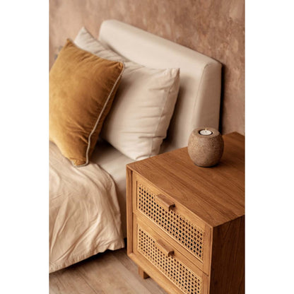 Nachttisch aus Teak und Rattan mit zwei Schubladen, 48 × 51 × 48 cm | VIA X SELECTION