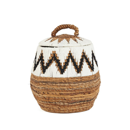 Korb aus Palmblatt natur-weiß, 44 × 44 × 47 cm | VIA X SELECTION