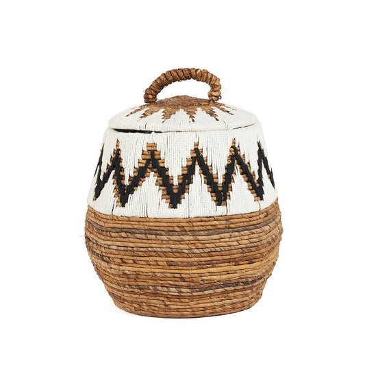 Korb aus Palmblatt natur-weiß, 44 × 44 × 47 cm | VIA X SELECTION