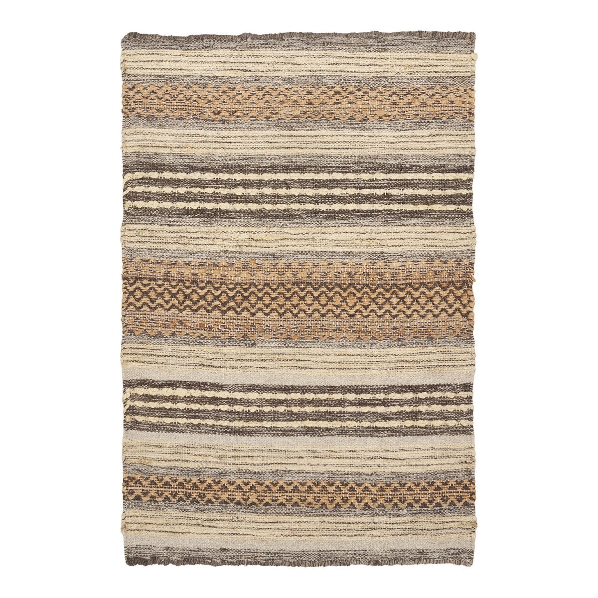 Handgewebte Fußmatte aus Jute und Wolle grau, 60 × 90 cm | VIA X SELECTION