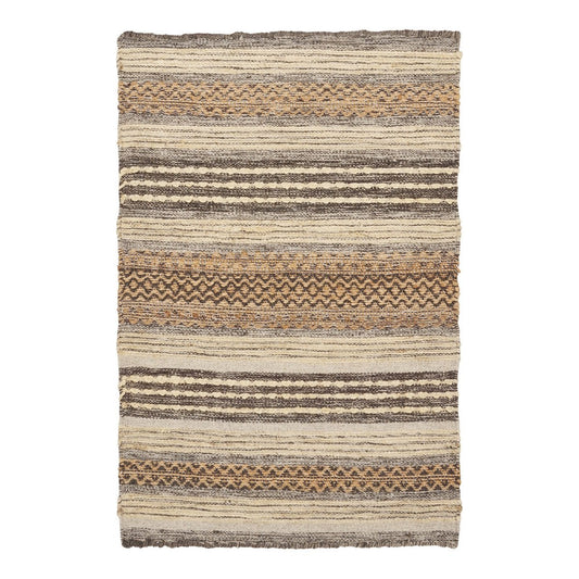 Handgewebte Fußmatte aus Jute und Wolle grau, 60 × 90 cm | VIA X SELECTION