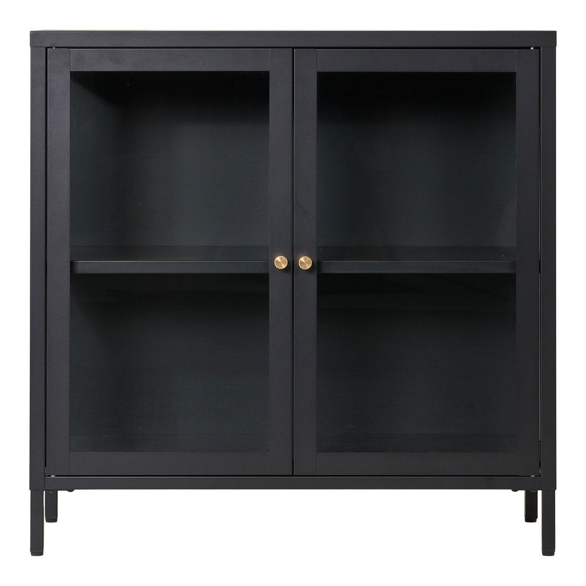 Vitrinenschrank schwarz mit Glasfront, 35 × 80 × 80 cm | VIA X SELECTION