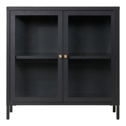 Vitrinenschrank schwarz mit Glasfront, 35 × 80 × 80 cm | VIA X SELECTION