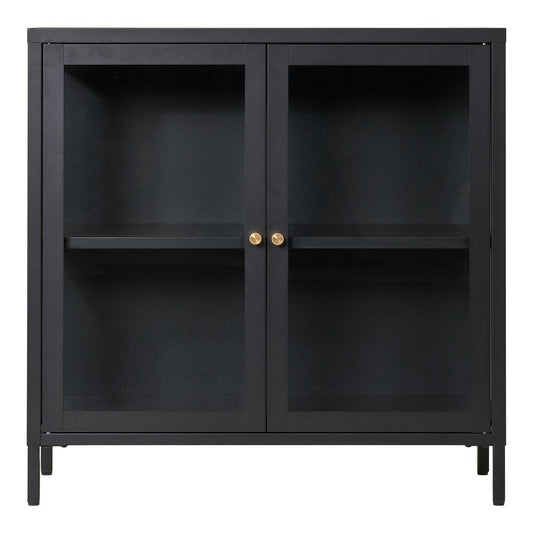 Vitrinenschrank schwarz mit Glasfront, 35 × 80 × 80 cm | VIA X SELECTION