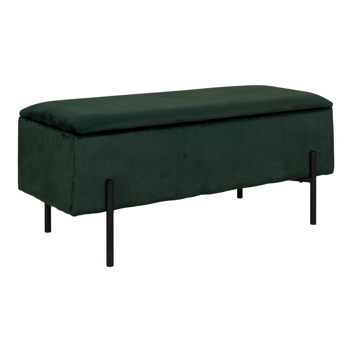 Sitzbank aus Velours grün 95 cm mit Stauraum | VIA X SELECTION