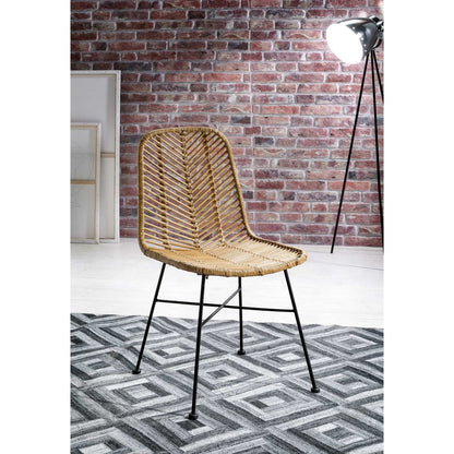 Esszimmerstuhl aus Rattan mit schwarzem Metallgestell im 2er-Set | VIA X SELECTION