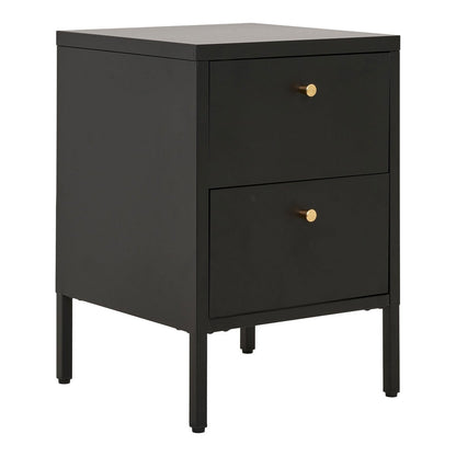Kommode schwarz mit Messingdetails, 40 × 40 × 60 cm | VIA X SELECTION