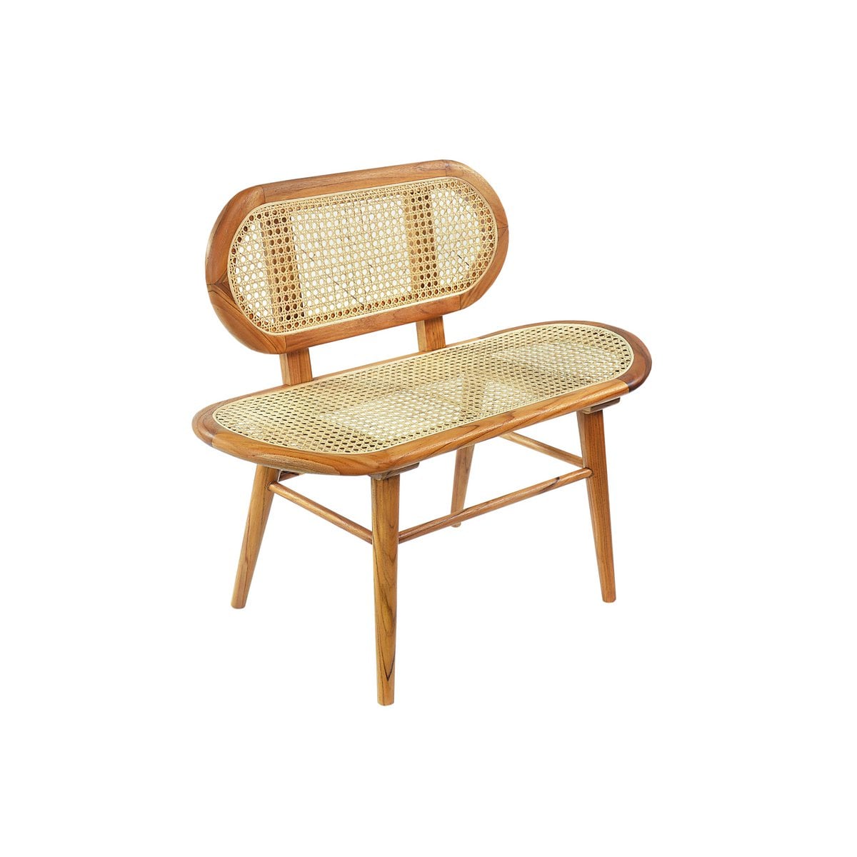 Sitzbank aus Rattan natur 95 cm mit Teakgestell | VIA X SELECTION