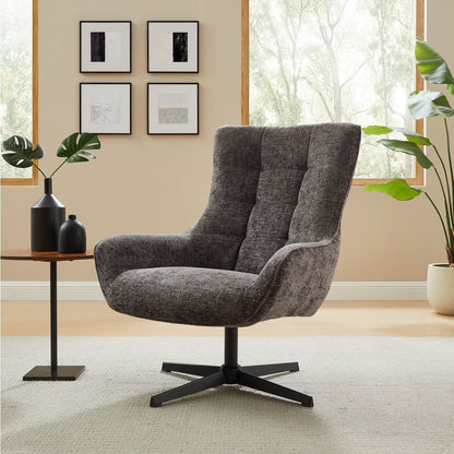 Drehsessel aus Chenille dunkelgrau | VIA X SELECTION