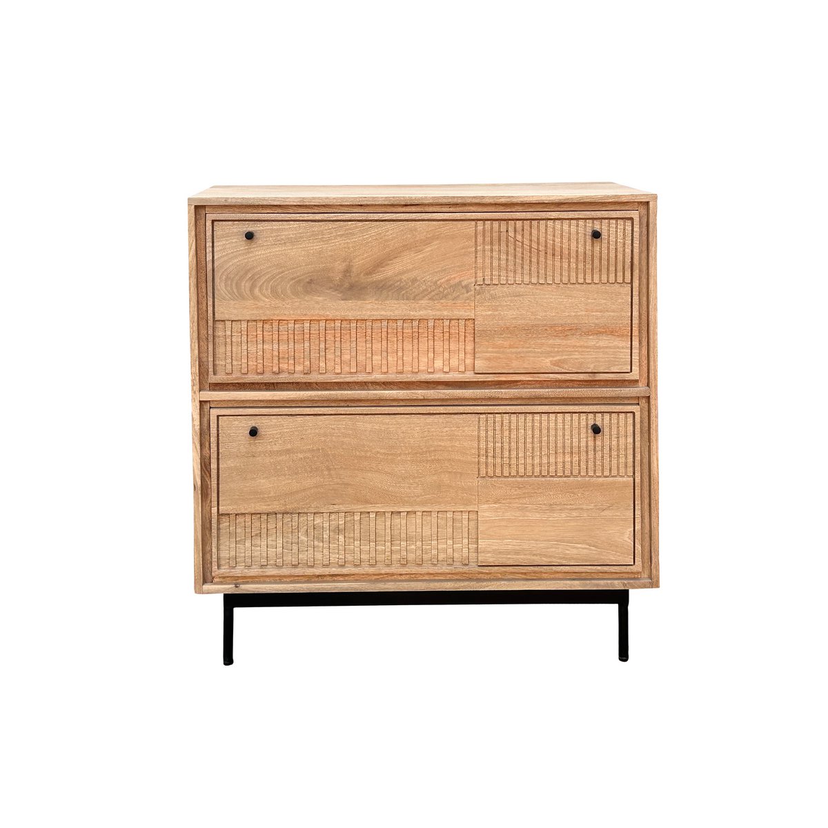 Schuhschrank aus Mangoholz mit Lamellenfront, 40 × 85 × 90 cm | VIA X SELECTION