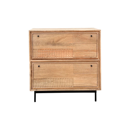 Schuhschrank aus Mangoholz mit Lamellenfront, 40 × 85 × 90 cm | VIA X SELECTION