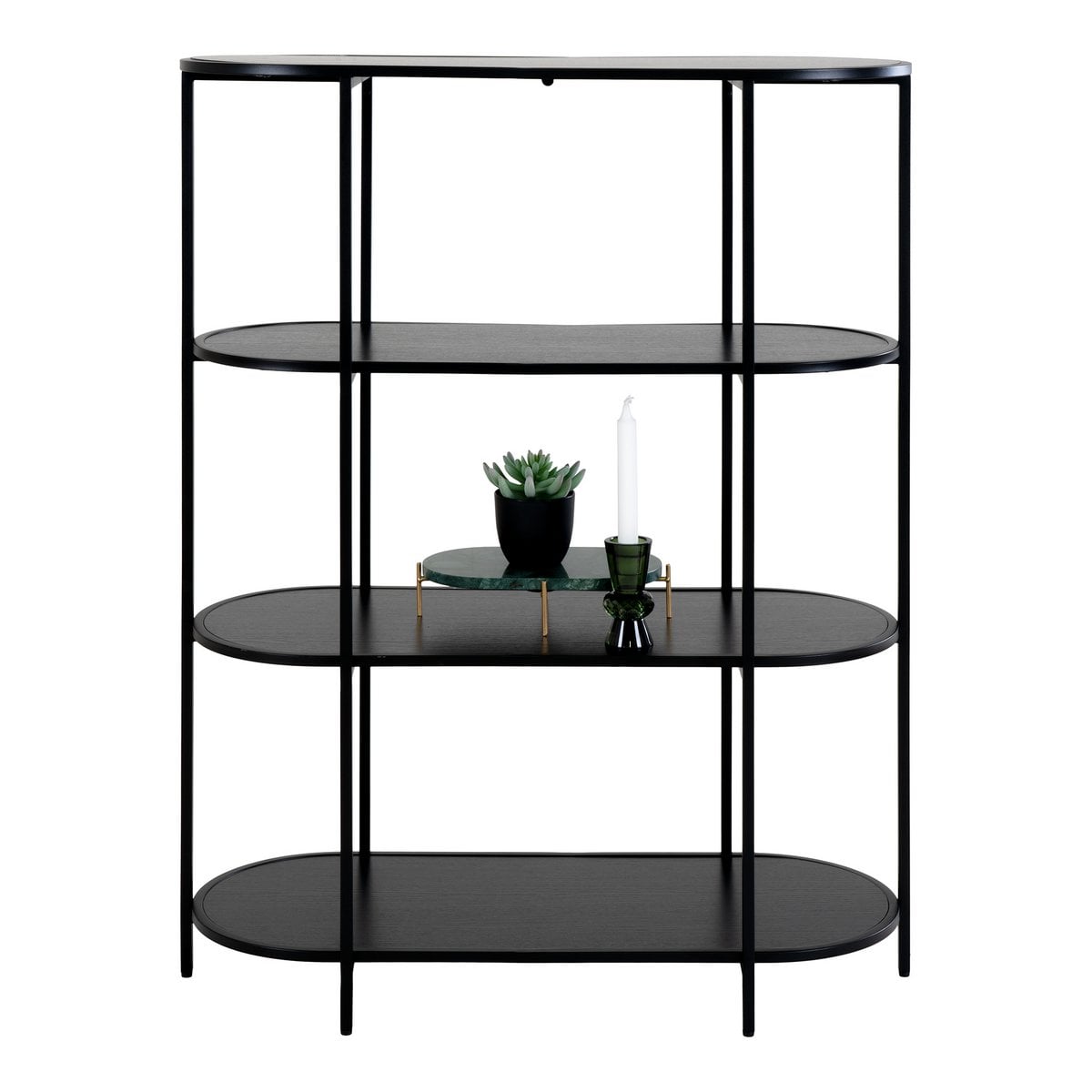 Regal mit 4 ovalen Ablagen schwarz, 85 × 36 × 111 cm | VIA X SELECTION