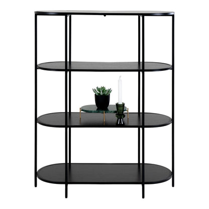 Regal mit 4 ovalen Ablagen schwarz, 85 × 36 × 111 cm | VIA X SELECTION