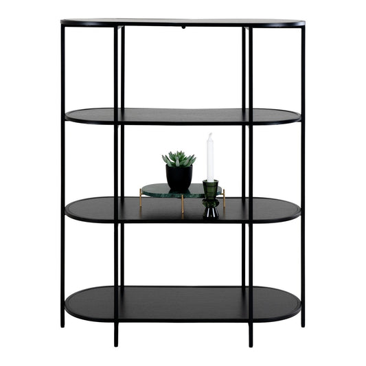 Regal mit 4 ovalen Ablagen schwarz, 85 × 36 × 111 cm | VIA X SELECTION