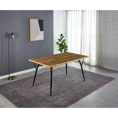 Esstisch in Naturton mit Metallgestell, 150 × 90 cm | VIA X SELECTION