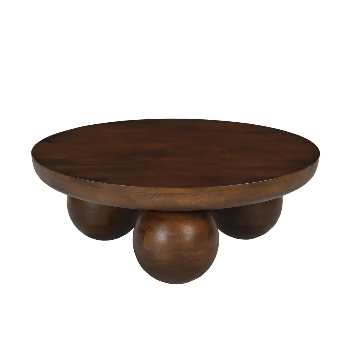 Runder Couchtisch aus Mangoholz mit Kugelfüßen, Ø, 90 × 30 cm | VIA X SELECTION