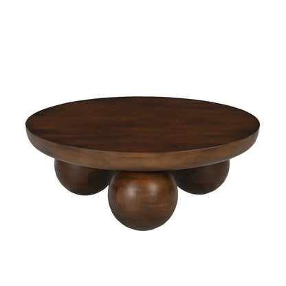 Runder Couchtisch aus Mangoholz mit Kugelfüßen, Ø, 90 × 30 cm | VIA X SELECTION