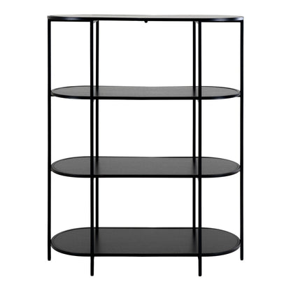 Regal mit 4 ovalen Ablagen schwarz, 85 × 36 × 111 cm | VIA X SELECTION
