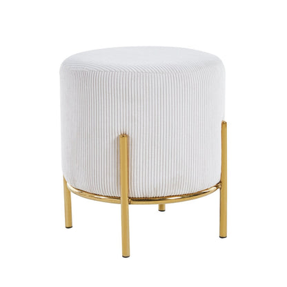 Polsterhocker aus Cordoptik beige mit goldfarbenem Gestell | VIA X SELECTION