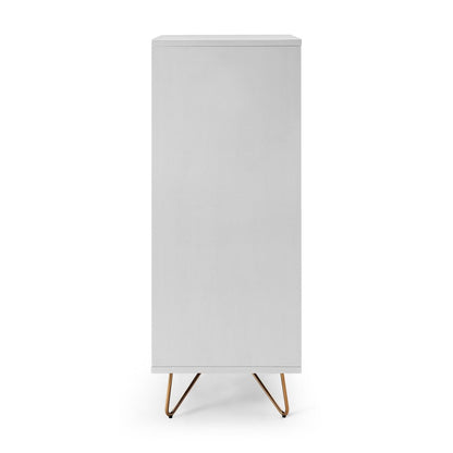 Hochkommode weiß mit Spiegelklappe, 40 × 45 × 110 cm | VIA X SELECTION