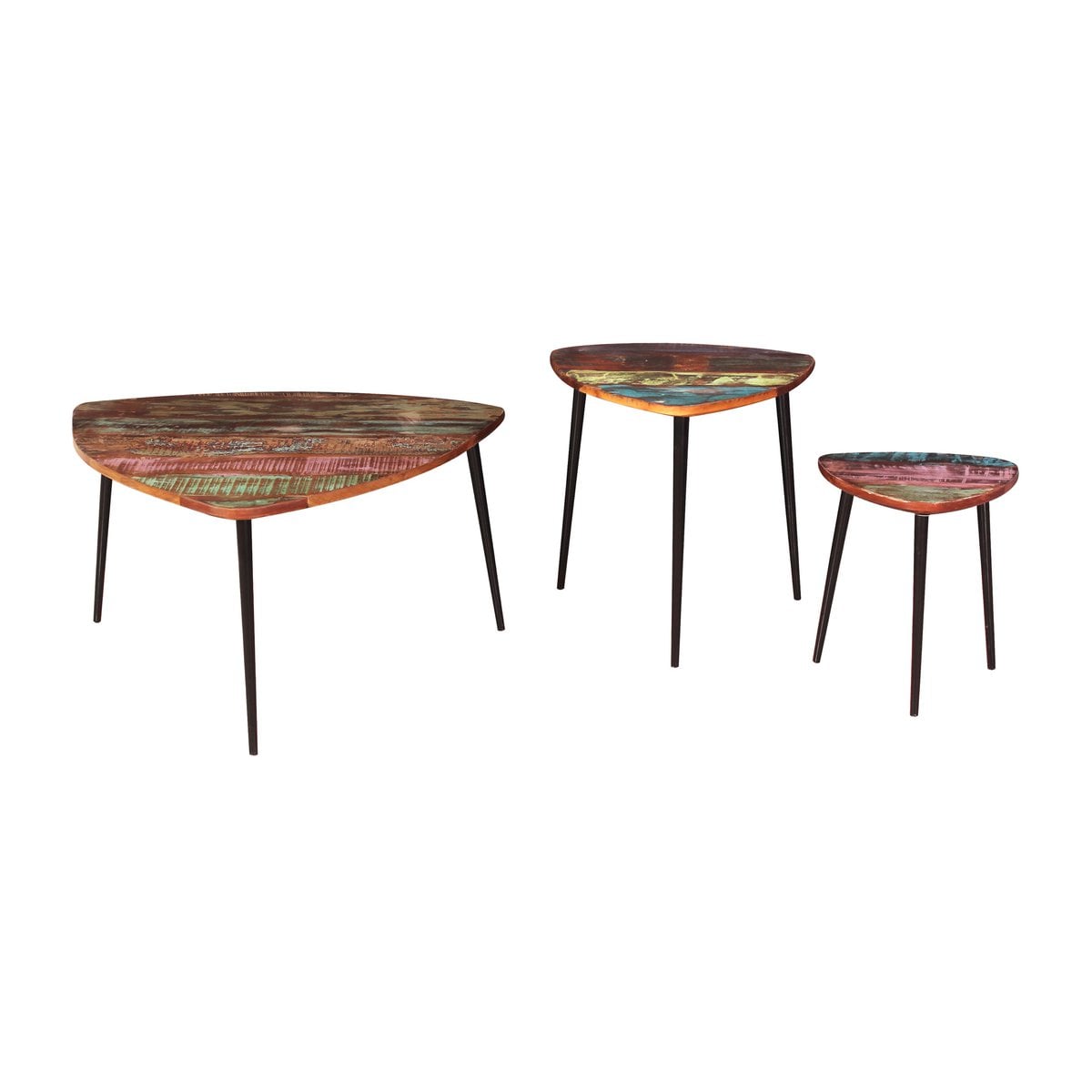 Couchtisch aus recyceltem Holz und Metall, 34 × 34 × 39 cm | VIA X SELECTION