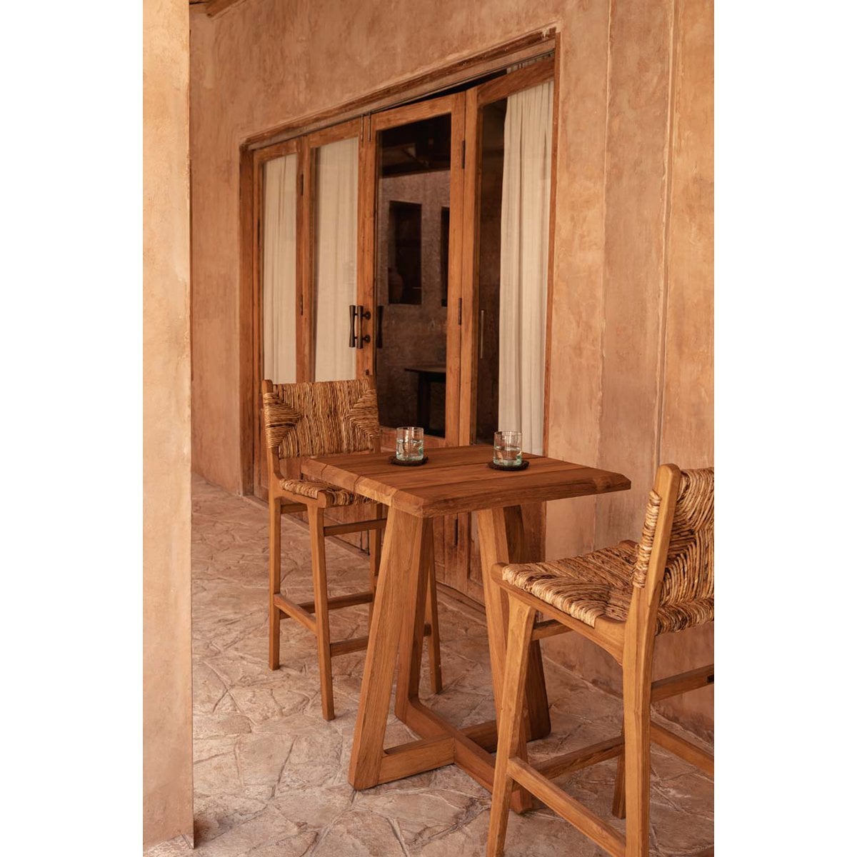 Bartisch recyceltes Teakholz quadratisch, 70 × 70 × 100 cm | VIA X SELECTION